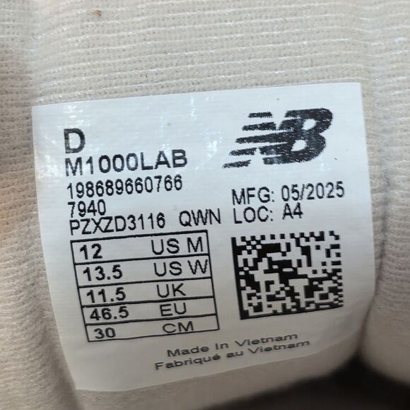 New Balance 1000 Sneakers M1000LAB Mushroom Calcium Driftwood Men\'s Size 12 main image 5